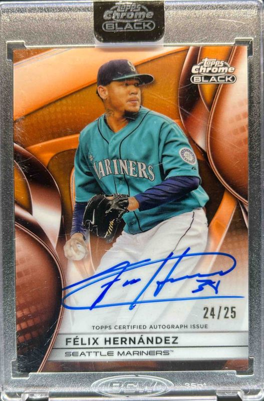 Felix Hernandez 2025 Topps Chrome Black #CBA-FH Autographs - Orange Refractor /25 RAW