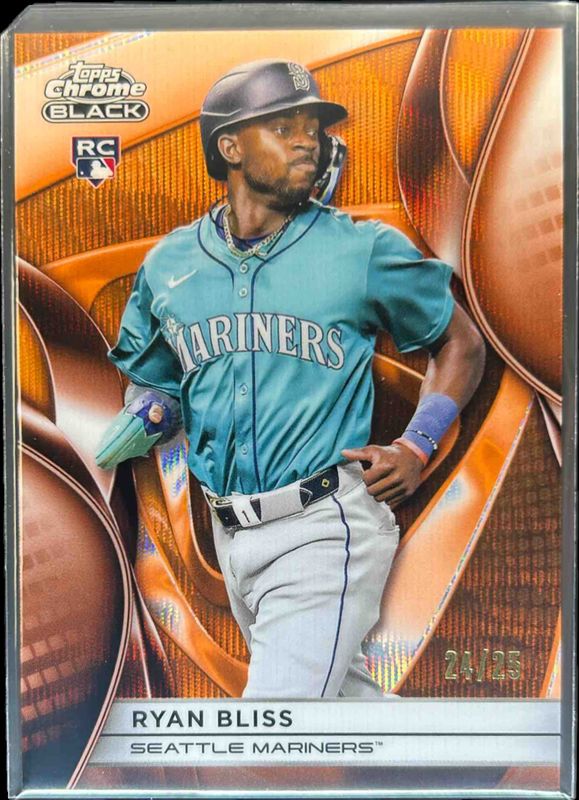 Ryan Bliss 2025 Topps Chrome Black #33 Orange Wave Refractor /25 Rookie RAW