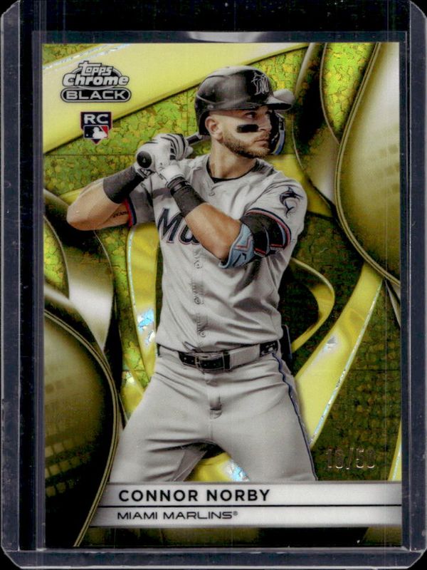 Connor Norby 2025 Topps Chrome Black #29 Gold Mini Diamond Refractor /50 Rookie RAW