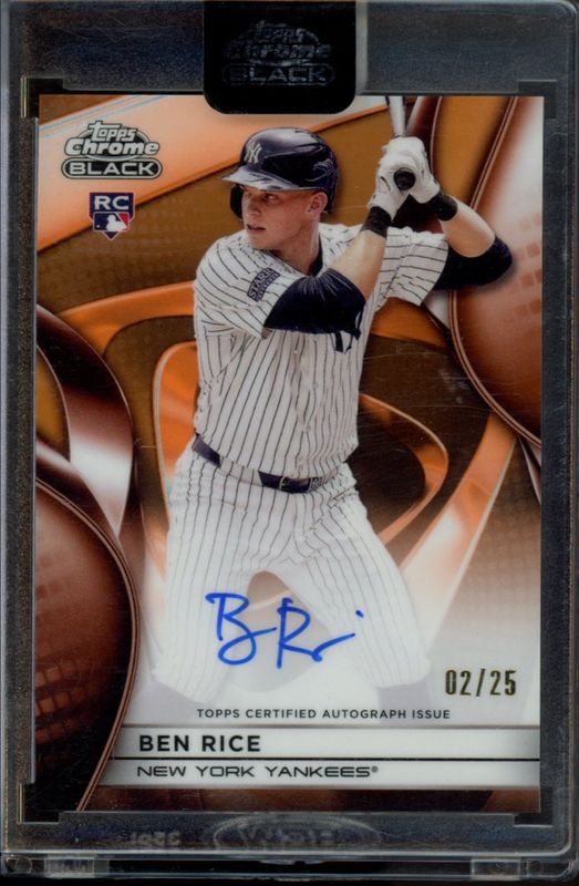 Ben Rice 2025 Topps Chrome Black #CBA-BR Autographs - Orange Refractor /25 Rookie RAW