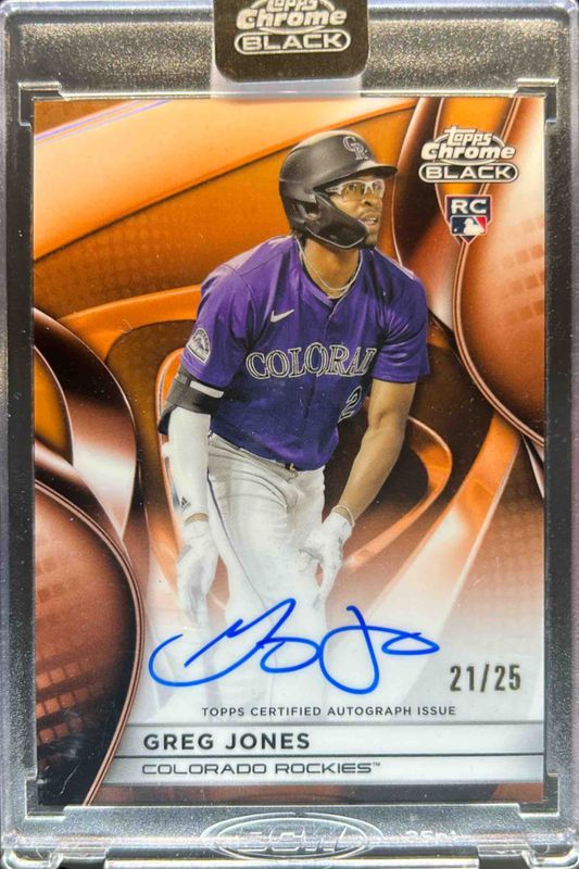 Greg Jones 2025 Topps Chrome Black #CBA-GJ Autographs - Orange Refractor /25 Rookie RAW