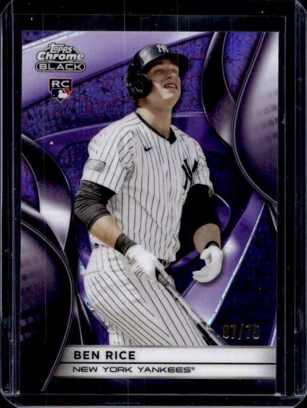 Ben Rice 2025 Topps Chrome Black #120 Purple Mini Diamond Refractor /75 Rookie RAW