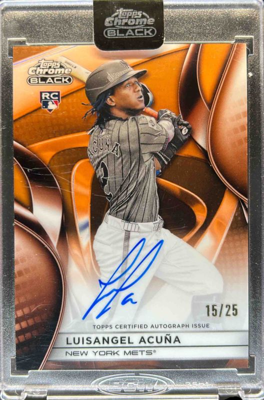 Luisangel Acuna 2025 Topps Chrome Black #CBA-LAC Autographs - Orange Refractor /25 Rookie RAW