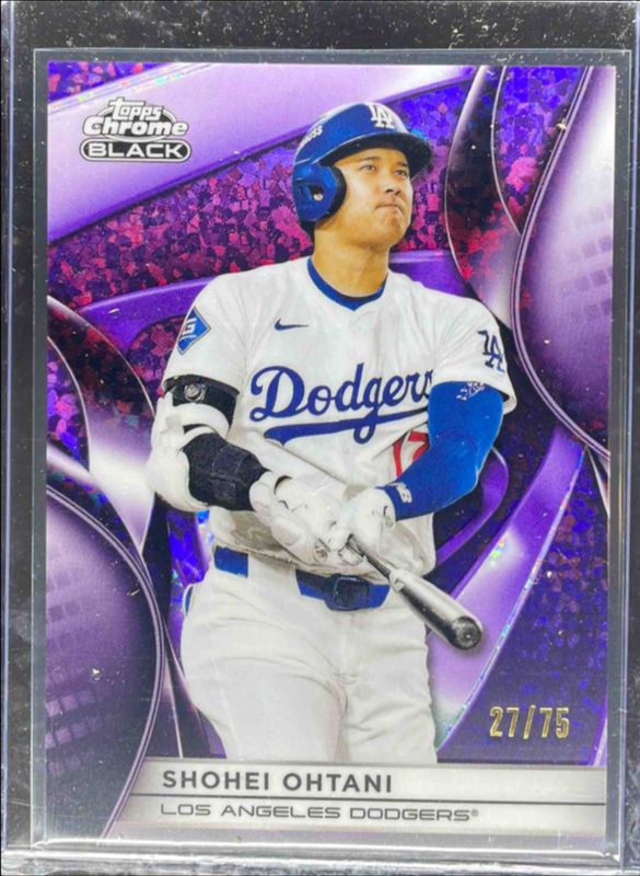 Shohei Ohtani 2025 Topps Chrome Black #50 Purple Mini Diamond