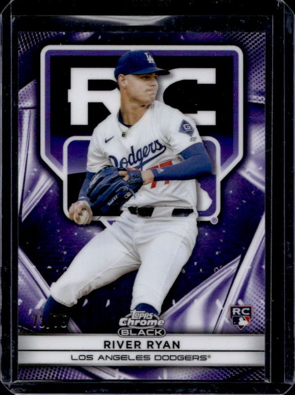 River Ryan 2025 Topps Chrome Black #112 Rookie Design Variations - Purple Refractor /75 RAW
