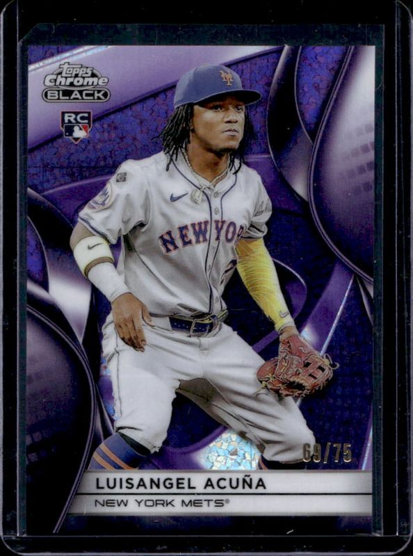 Luisangel Acuna 2025 Topps Chrome Black #53 Purple Refractor /75 Rookie RAW