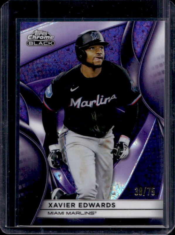 Xavier Edwards 2025 Topps Chrome Black #74 Purple Mini Diamond Refractor /75 RAW