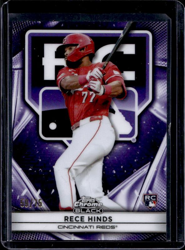 Rece Hinds 2025 Topps Chrome Black #77 Rookie Design Variations - Purple Refractor /75 RAW