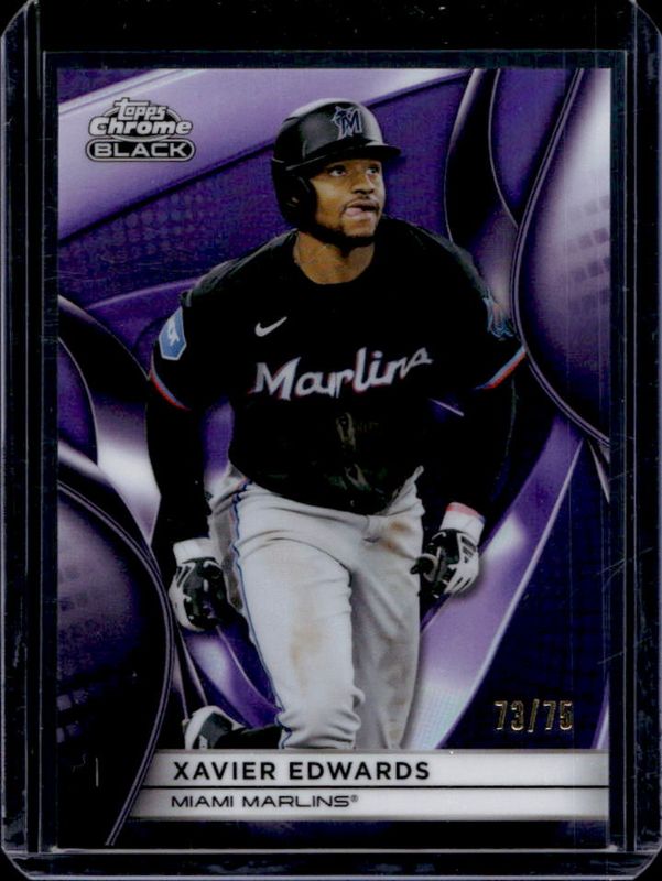 Xavier Edwards 2025 Topps Chrome Black #74 Purple Refractor /75 RAW