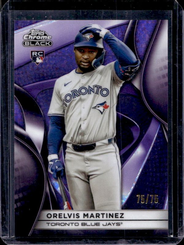 Orelvis Martinez 2025 Topps Chrome Black #88 Purple Mini Diamond Refractor /75 Rookie RAW