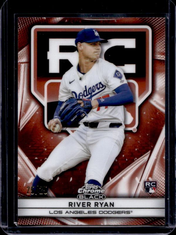 River Ryan 2025 Topps Chrome Black #112 Rookie Design Variations - Orange Refractor /25 RAW