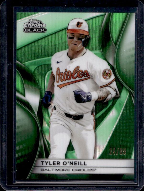 Tyler O'Neill 2025 Topps Chrome Black #86 Green Wave Refractor /99 RAW