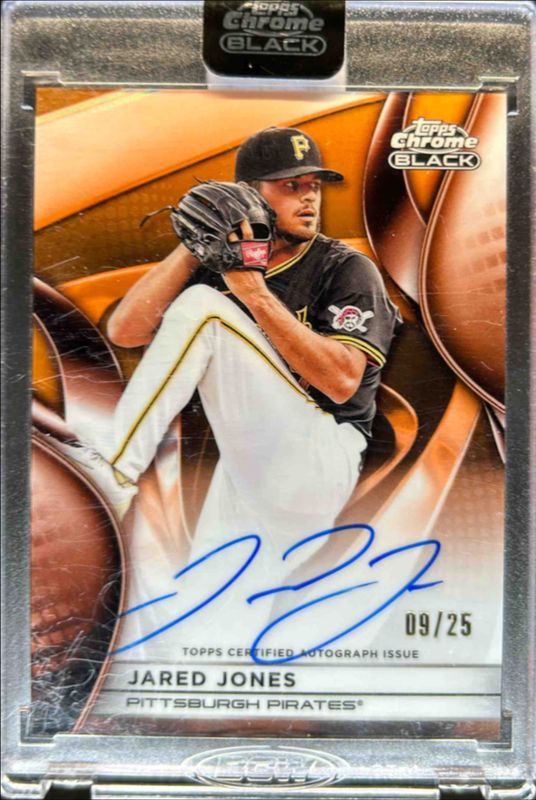 Jared Jones 2025 Topps Chrome Black #CBA-JJO Autographs - Orange Refractor /25 RAW