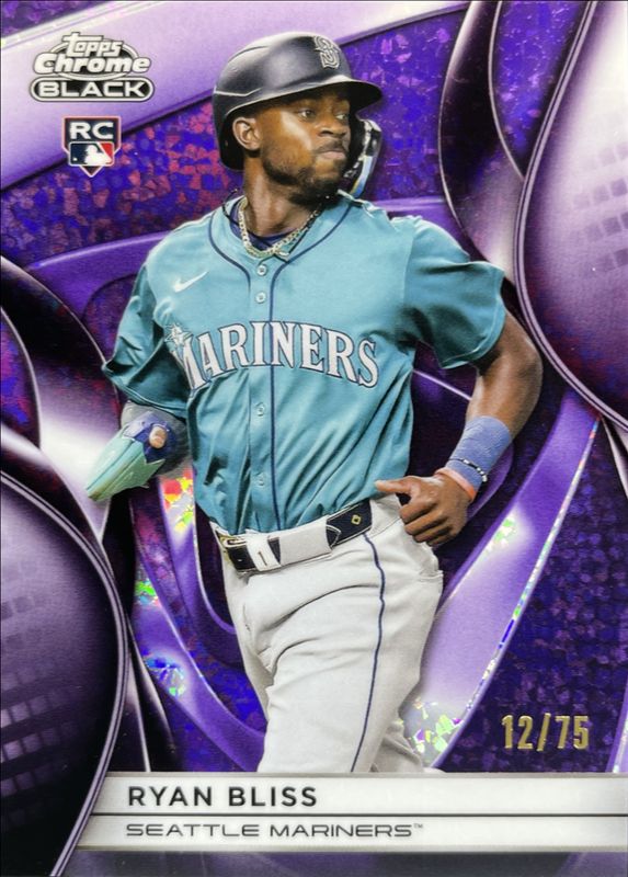 Ryan Bliss 2025 Topps Chrome Black #33 Purple Mini Diamond Refractor /75 Rookie RAW