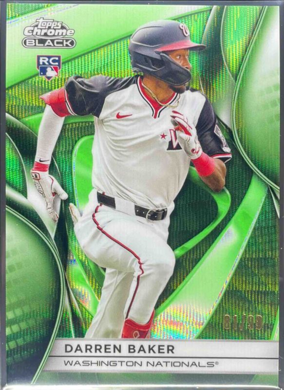 Darren Baker 2025 Topps Chrome Black #56 Green Wave Refractor /99 Rookie RAW