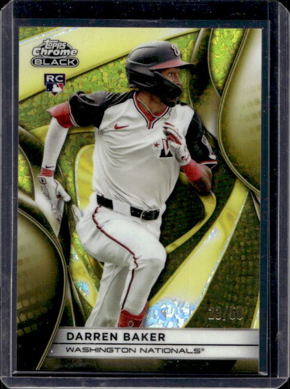 Darren Baker 2025 Topps Chrome Black #56 Gold Mini Diamond Refractor /50 Rookie RAW