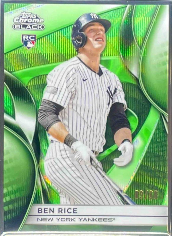 Ben Rice 2025 Topps Chrome Black #120 Green Wave Refractor /99 Rookie RAW