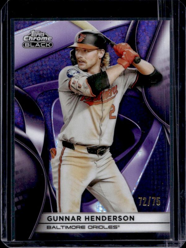 Gunnar Henderson 2025 Topps Chrome Black #3 Purple Mini Diamond Refractor /75 RAW