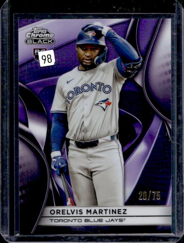 Orelvis Martinez 2025 Topps Chrome Black #88 Purple Refractor /75 Rookie RAW
