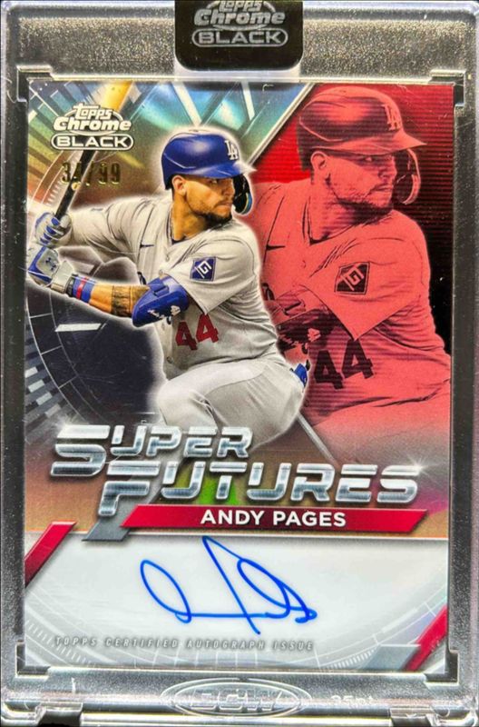 Andy Pages 2025 Topps Chrome Black #FSA-AP Super Futures Autographs /99 RAW