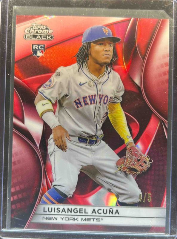 Luisangel Acuna 2025 Topps Chrome Black #53 Red Lava Refractor /5 Rookie RAW