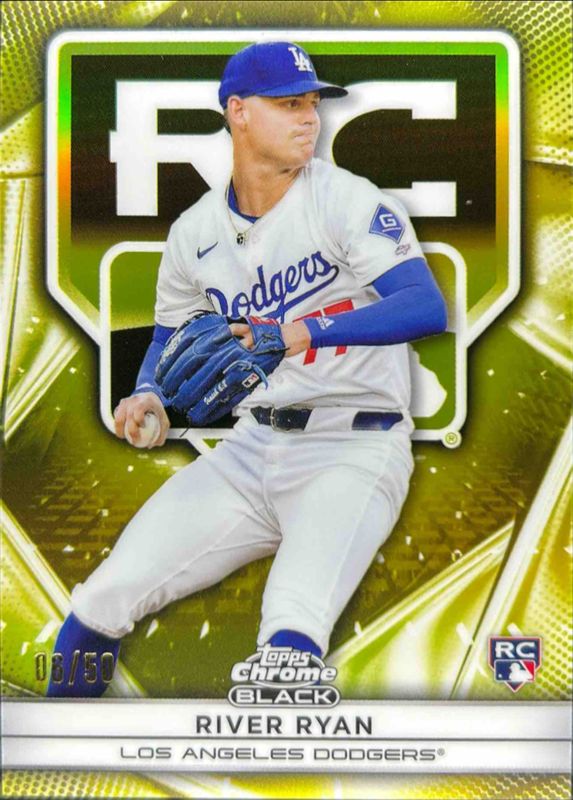 River Ryan 2025 Topps Chrome Black #112 Rookie Design Variations - Gold Refractor /50 RAW