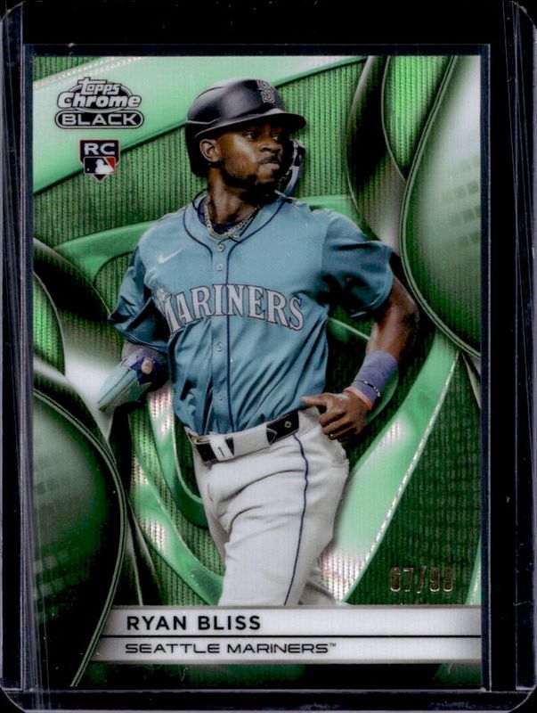 Ryan Bliss 2025 Topps Chrome Black #33 Green Wave Refractor /99 Rookie RAW