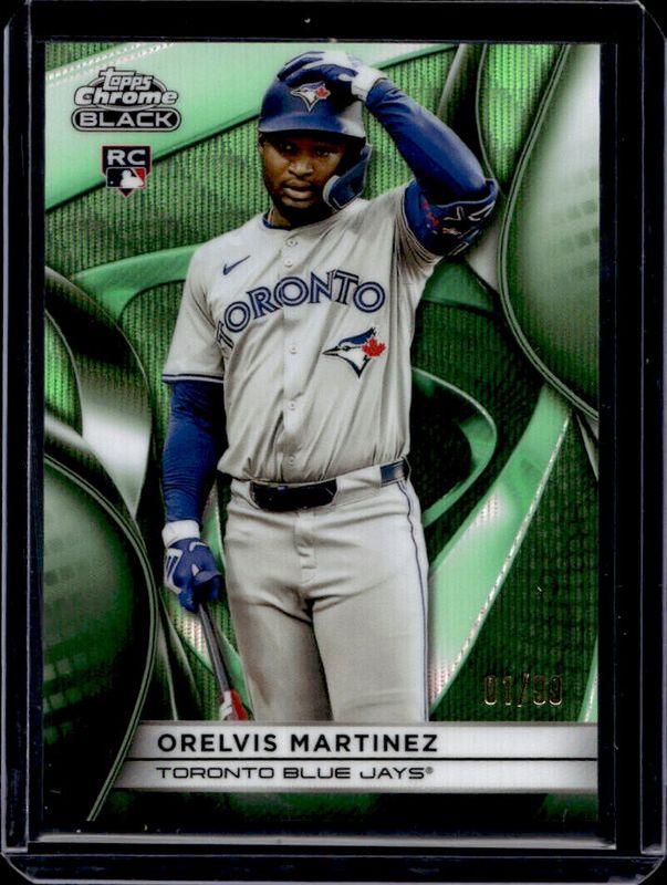 Orelvis Martinez 2025 Topps Chrome Black #88 Green Wave Refractor /99 Rookie RAW
