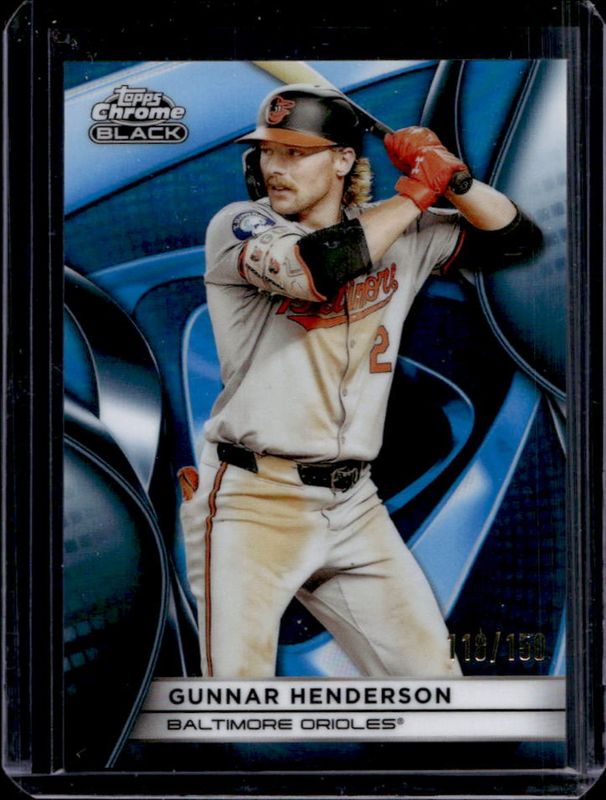 Gunnar Henderson 2025 Topps Chrome Black #3 Blue Refractor /150 RAW