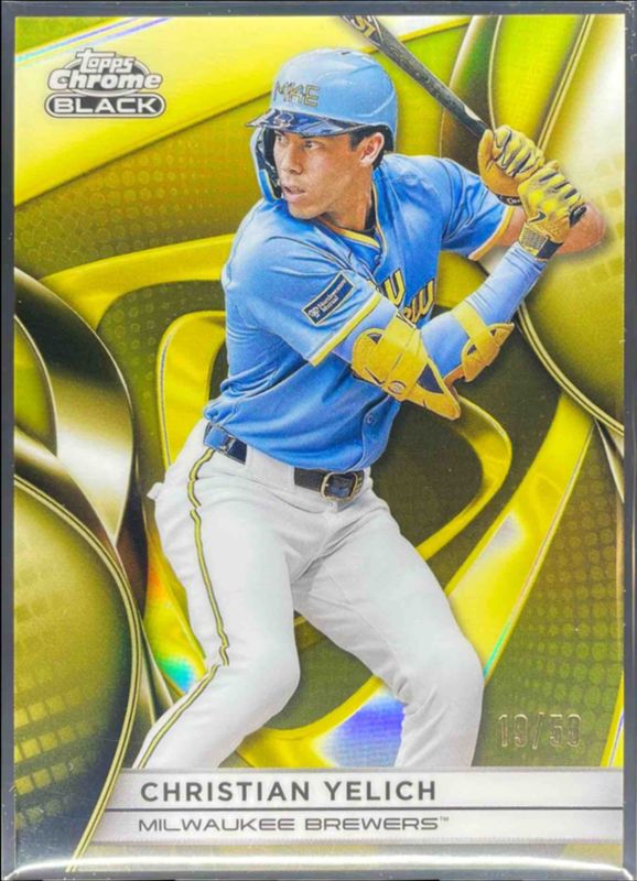 Christian Yelich 2025 Topps Chrome Black #114 Gold Refractor /50 RAW