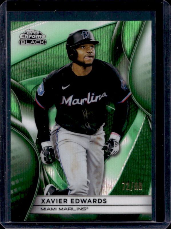 Xavier Edwards 2025 Topps Chrome Black #74 Green Wave Refractor /99 RAW