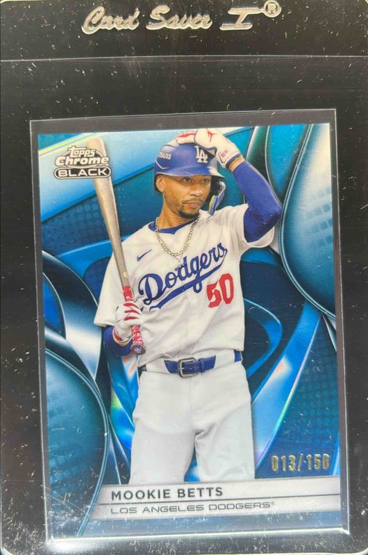 Mookie Betts 2025 Topps Chrome Black #128 Blue Refractor /150 RAW