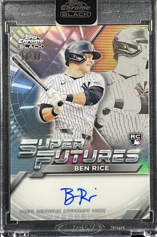 Ben Rice 2025 Topps Chrome Black #FSA-BR Super Futures Autographs /99 Rookie RAW