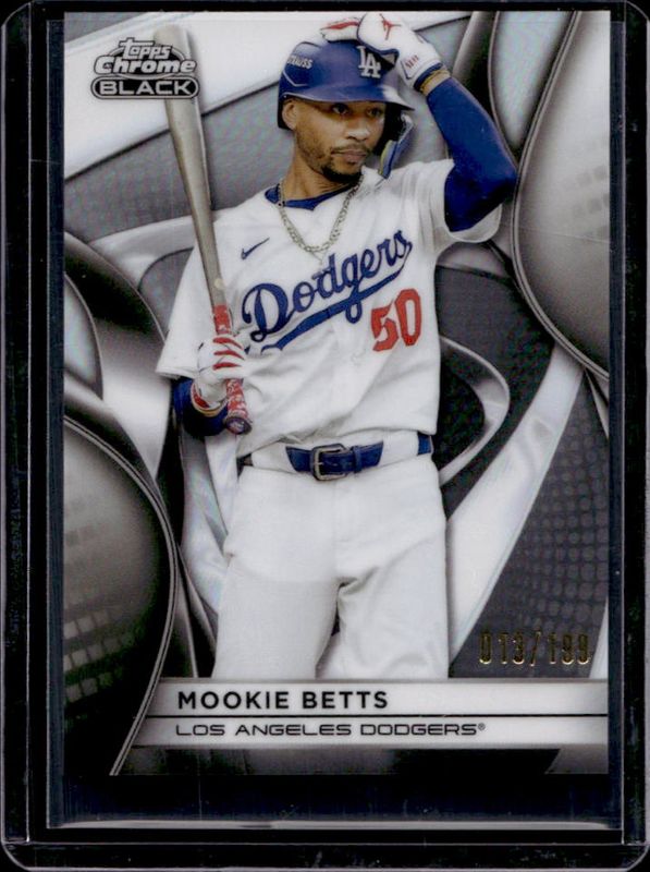 Mookie Betts 2025 Topps Chrome Black #128 Refractor /199 RAW