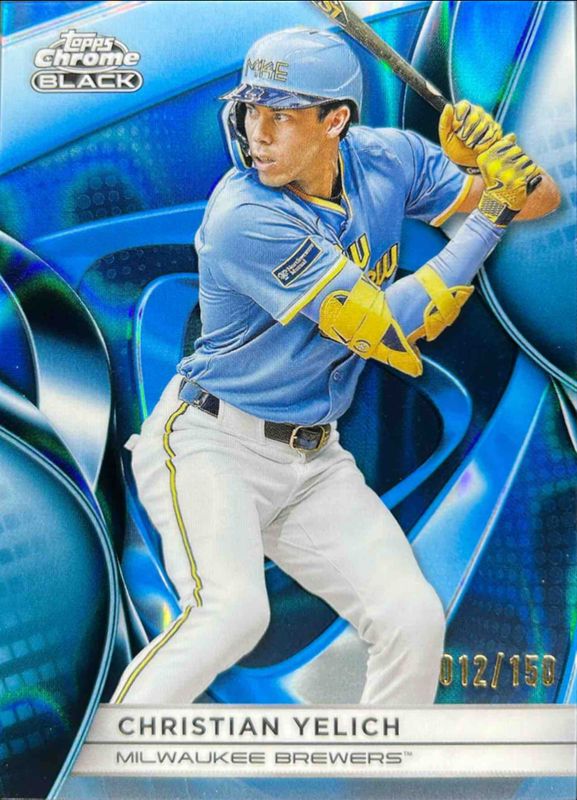 Christian Yelich 2025 Topps Chrome Black #114 Blue Lava Refractor /150 RAW