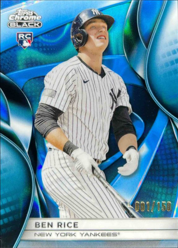 Ben Rice 2025 Topps Chrome Black #120 Blue Refractor /150 Rookie RAW