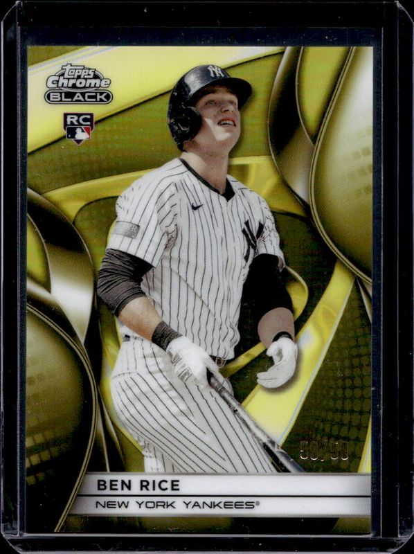 Ben Rice 2025 Topps Chrome Black #120 Gold Refractor /50 Rookie RAW