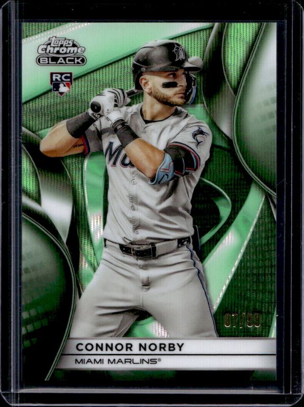 Connor Norby 2025 Topps Chrome Black #29 Green Wave Refractor /99 Rookie RAW