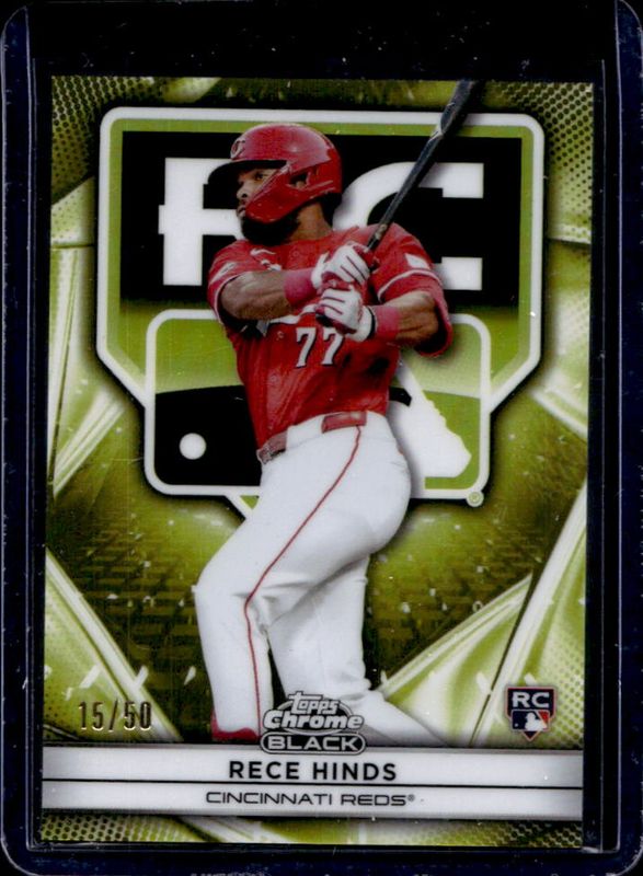 Rece Hinds 2025 Topps Chrome Black #77 Rookie Design Variations - Gold Refractor /50 RAW