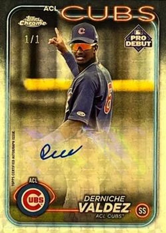 Derniche Valdez 2024 Topps Pro Debut #PDC-126 Chrome Autographs - Superfractor /1 RAW