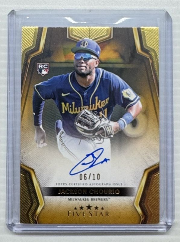 Jackson Chourio 2024 Topps Five Star #FSA-JCH Gold /10 Rookie RAW
