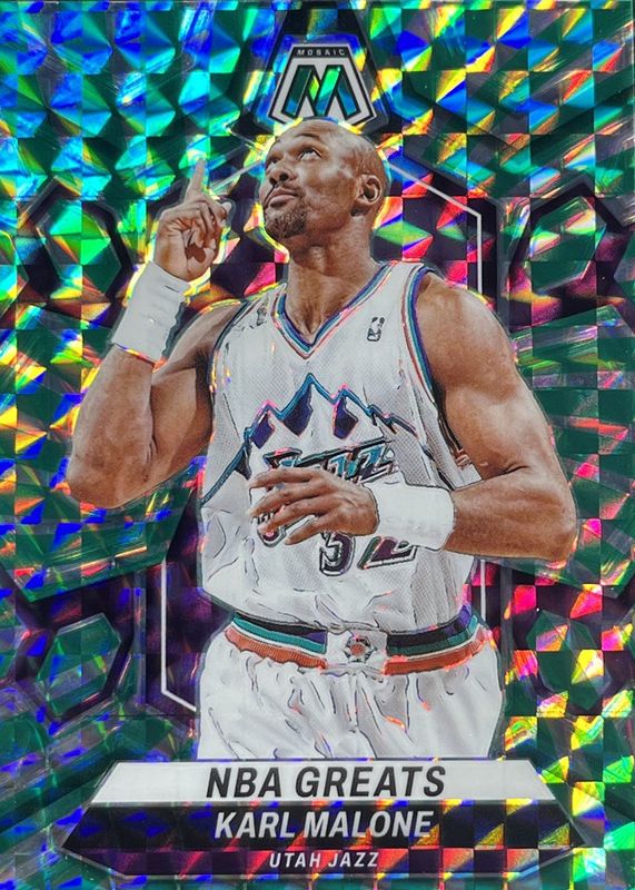 Karl Malone 2023 Mosaic #297 NBA Greats - Green Swirl /3 RAW