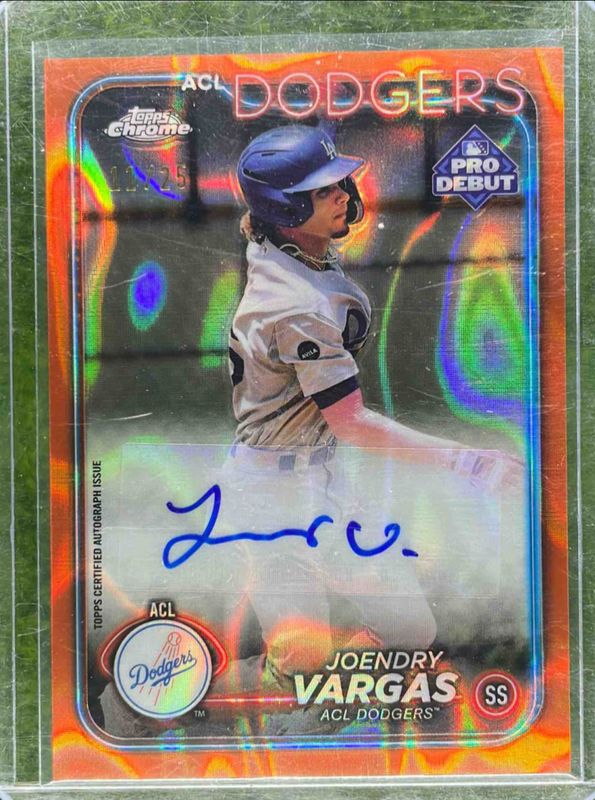 Joendry Vargas 2024 Topps Pro Debut #PDC-55 Chrome Autographs - Orange Lava Refractor /25 RAW
