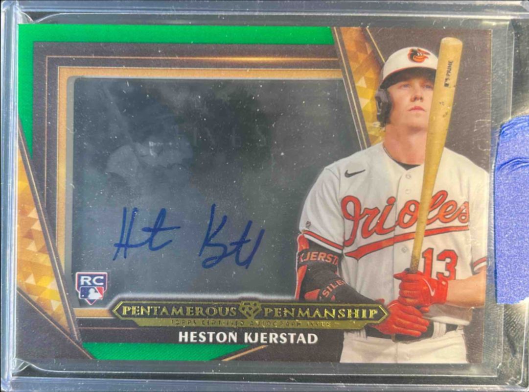 Heston Kjerstad 2024 Topps Five Star #PP-HK Five Star Pentamerous Penmanship Autographs - Green /10 Rookie RAW