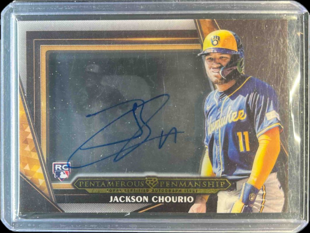 Jackson Chourio 2024 Topps Five Star #PP-JAC Five Star Pentamerous Penmanship Autographs /25 Rookie RAW