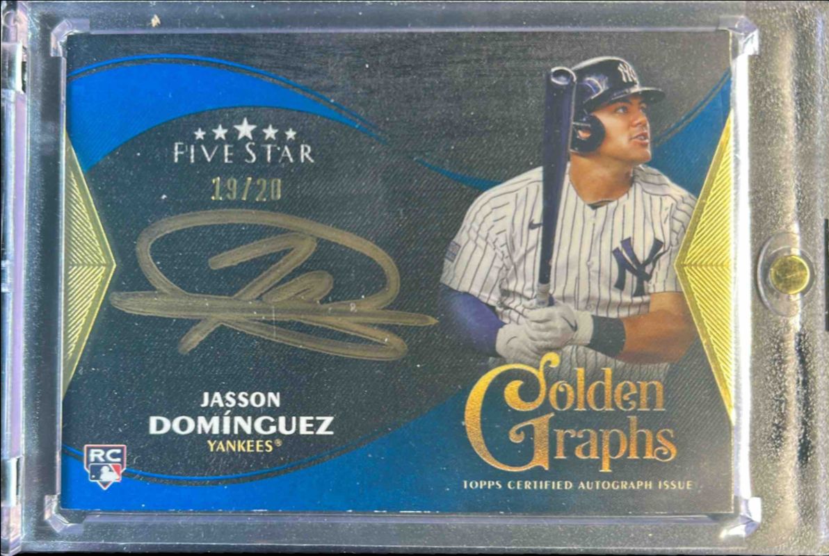 Jasson Dominguez 2024 Topps Five Star #GG-JD Five Star Golden Graphs Autographs - Blue /20 Rookie RAW