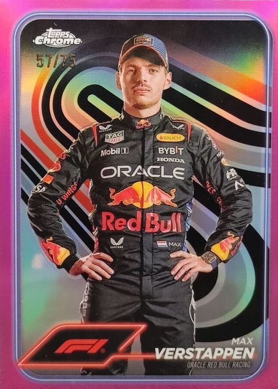 Max Verstappen 2024 Topps Chrome Formula 1 #1 Pink Refractor /75 SGC 10