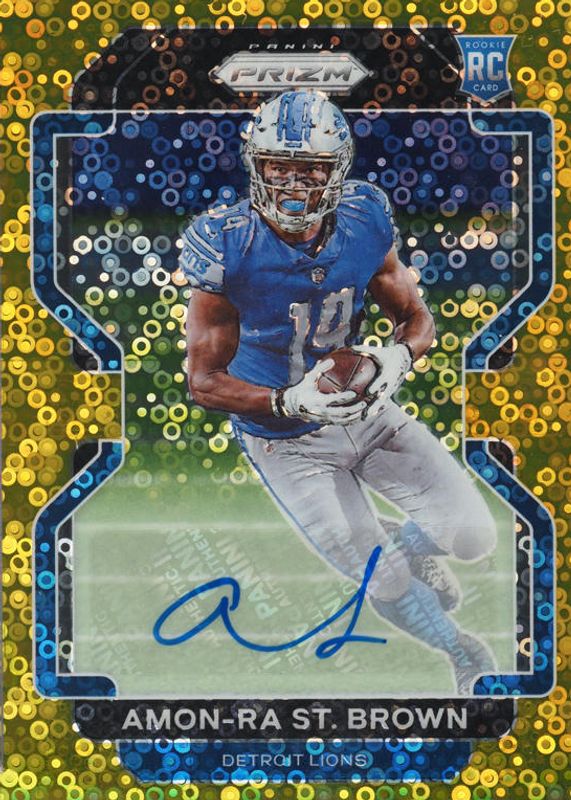 Amon-Ra St. Brown 2021 Prizm #358 Rookie Autographs - No Huddle Gold /10 RAW