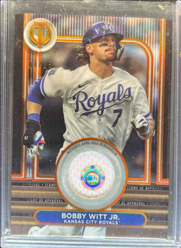 Bobby Witt 2024 Topps Tribute #SOA-BW Stamp of Approval Relics - Orange /25 RAW