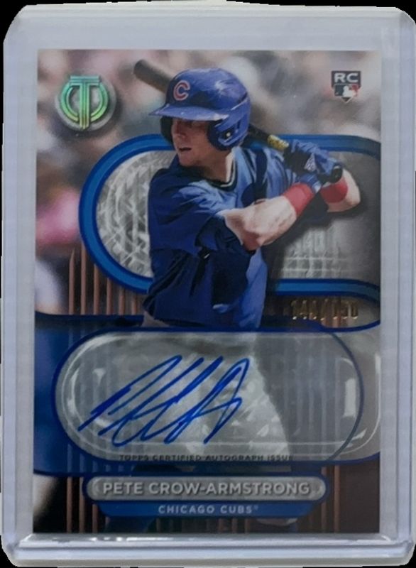 Pete Crow-Armstrong 2024 Topps Tribute #TA-PC Tribute Autographs - Blue /150 Rookie RAW
